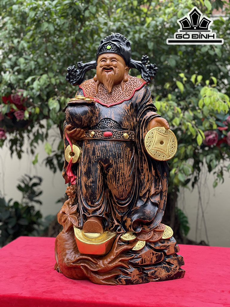 Tượng Thần Tài Gỗ Ngọc Am Cao 76 Ngang 43 Sâu 23 (cm)