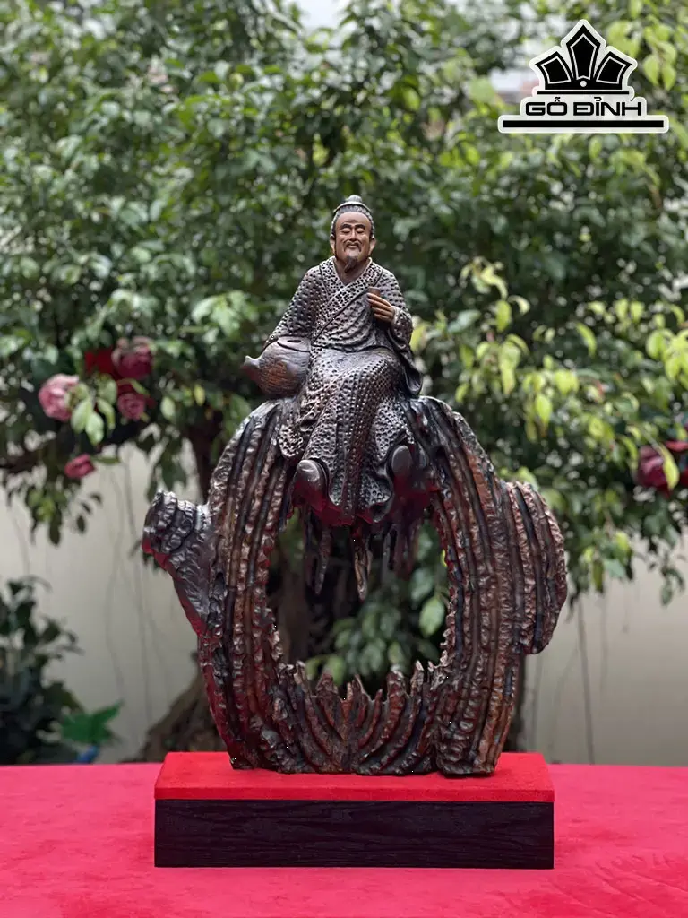 Tượng Thần Trà Gỗ Bách Xanh Cao 63 Ngang 46 Sâu 20 (cm)