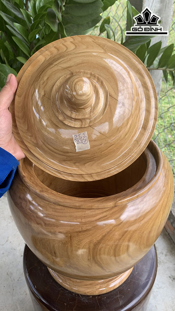 Bình Ủ Trà Gỗ Hoàng Đàn Cao 22 Đường Kính 26 (cm)