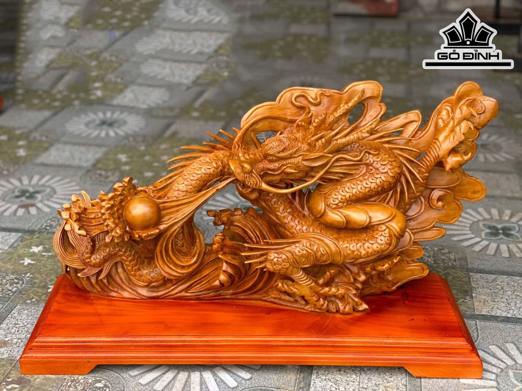 Tượng Nhất Long Gỗ Xá Xị Cao Cả Kỷ 39 Ngang 66 Sâu 20 (cm)