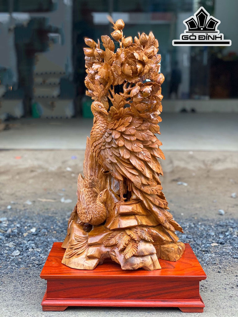 Tượng Phu Thê Viên Mãn Gỗ Bách Xanh Cao Cả Kỷ 76 Ngang 40 Sâu 26 (cm)