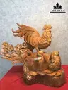 Tượng Gia Đình Gà Gỗ Hương Cao 44 Ngang 50 Sâu 28 (cm)