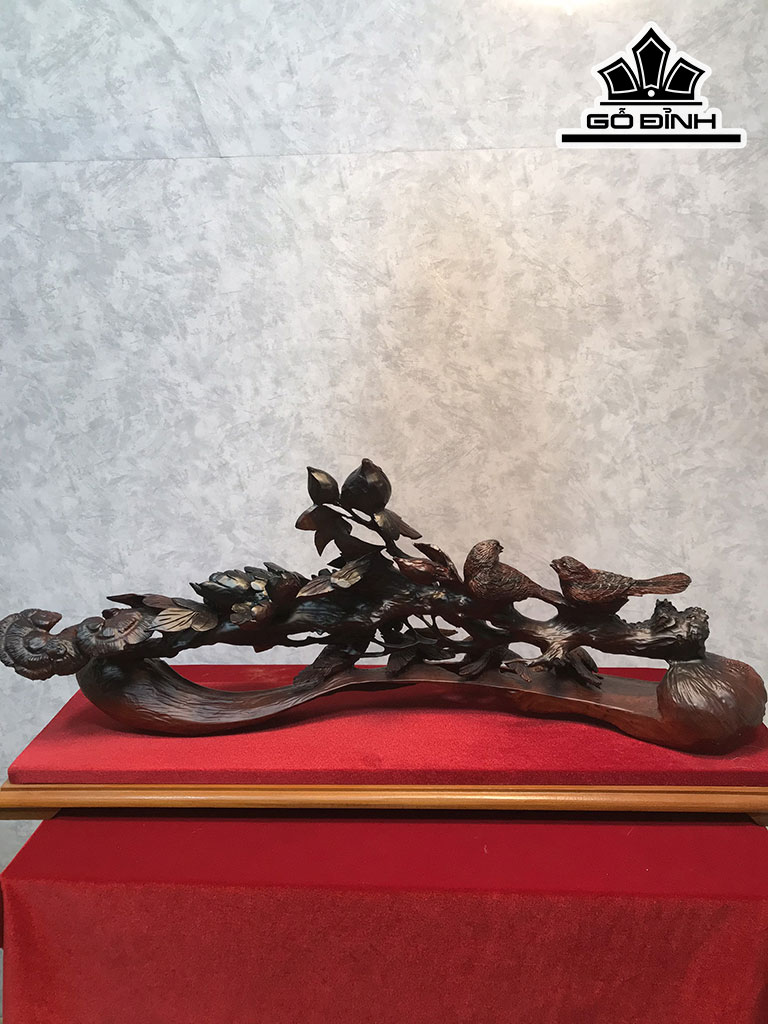 Tượng Gia Đình Nhà Chim Gỗ Trắc Cao 30 Ngang 65 Sâu 16 (cm)