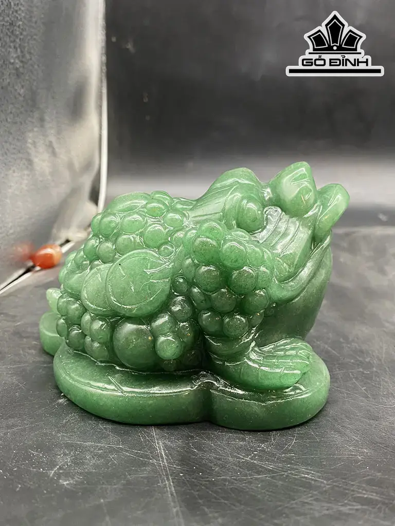 Thiềm Thừ Đá Thạch Anh Xanh Cao 12,5 Ngang 9 Sâu 8 (cm)