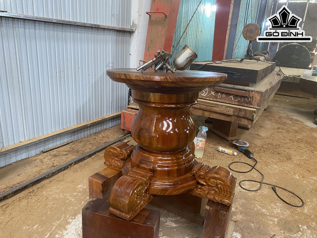 Chân Bàn Gỗ Lim Trụ 40 Phủ Bì 60 (cm)