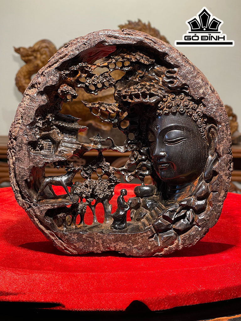 Diện Nhất Tâm Bái Phật Gỗ Trắc Cao 22 Ngang 22 Sâu 6,5 (cm)