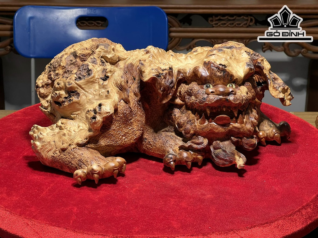 Tượng Nghê Gỗ Nu Ngọc Am Cao 15 Ngang 36 Sâu 27 (cm)