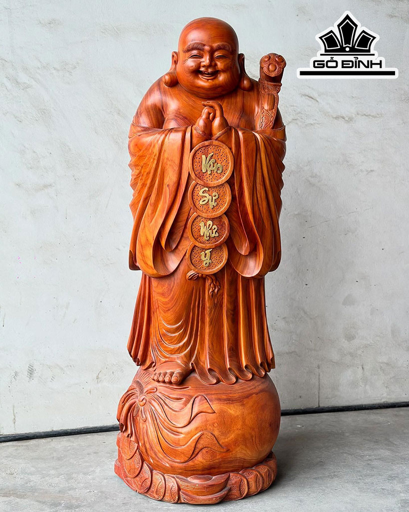 Tượng Phật Di Lặc Chúc Phúc Gỗ Hương Cao 170 Ngang 58 Sâu 54 (cm)