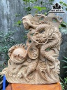 Tượng Nhất Long Vờn Ngọc Gỗ Xá Xị Cao 65 Ngang 58 Sâu 14 (cm)
