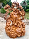 Tượng Phật Di Lặc Vác Cành Đào Gỗ Hương Cao 76 Ngang 56 Sâu 44 (cm)