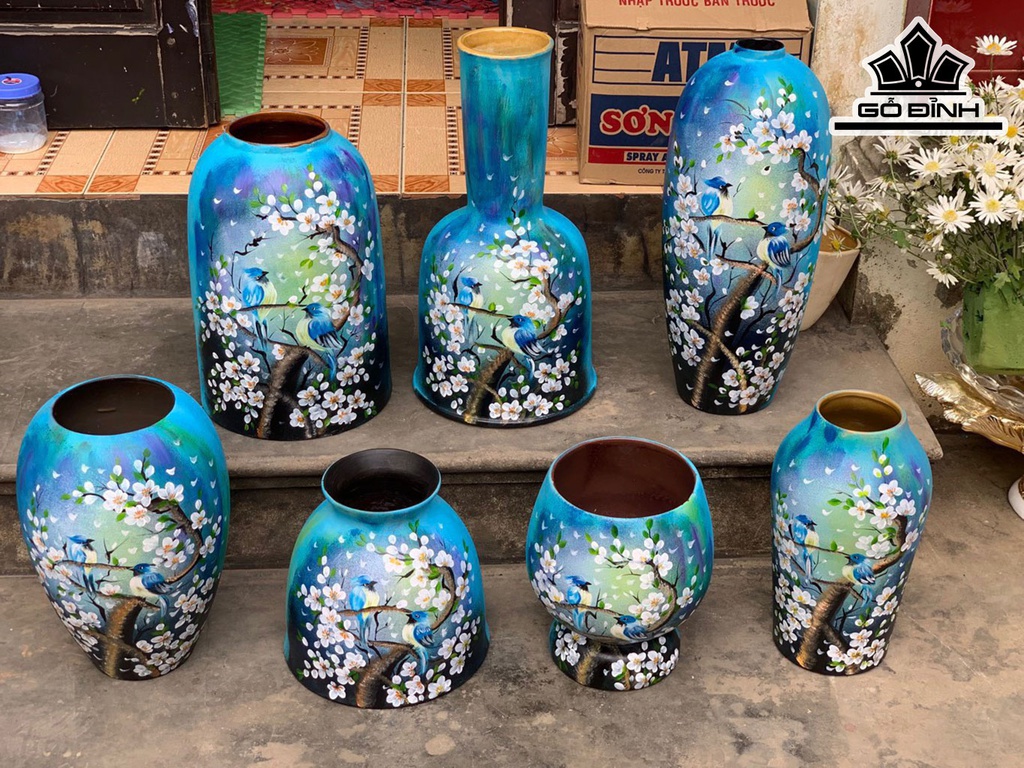 Set Chim Hoa 8 Chi Tiết Gốm Bát Tràng