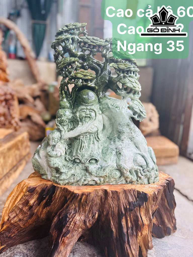 Tác Phẩm Ông Thọ Đá Serpentine Cao 60 Ngang 35 (cm)