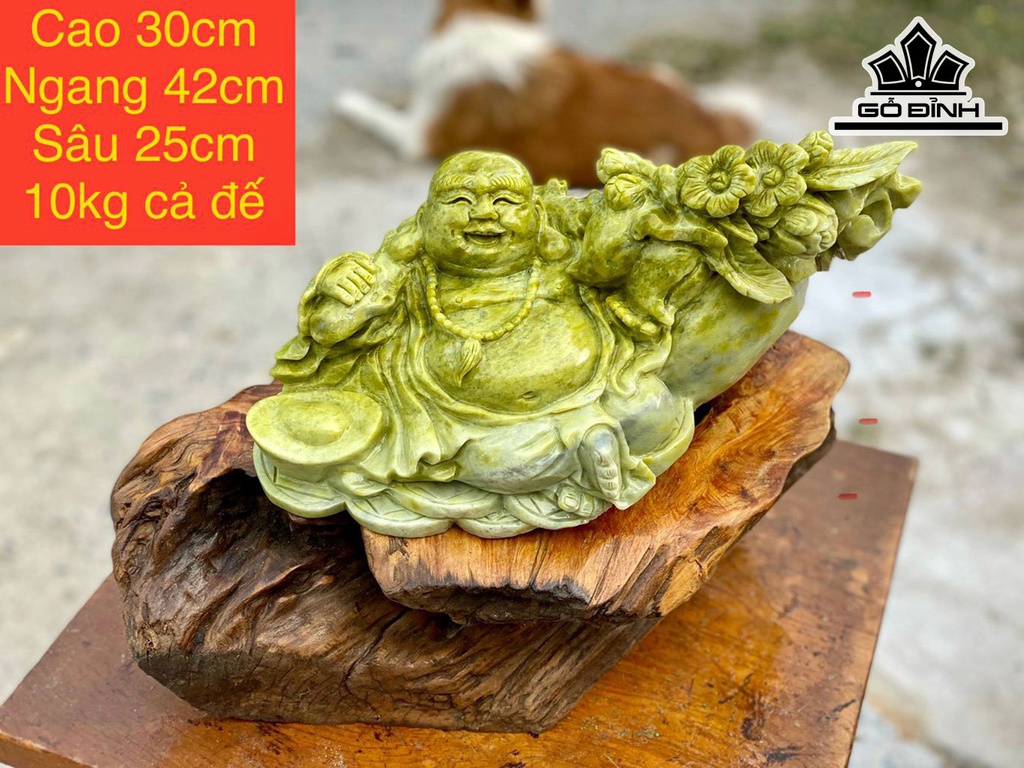 Tượng Di Lặc Tài Lộc Đá Serpentine Cao 30 Ngang 42 Sâu 25 (cm) 10kg