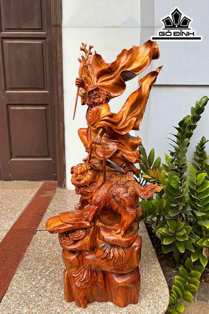 Tượng Đạt Ma Thuần Nghê Gỗ Hương Cao 93 Ngang 37 Sâu 25 (cm)