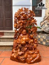 Tượng Phật Di Lặc Ngũ Phúc Vác Đào Gỗ Hương Cao 102 Ngang 57 Sâu 36 (cm)