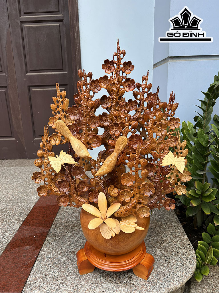 Bình Hoa Mai Lan Gỗ Hương Cao 80 Ngang 55 Sâu 32 (cm)