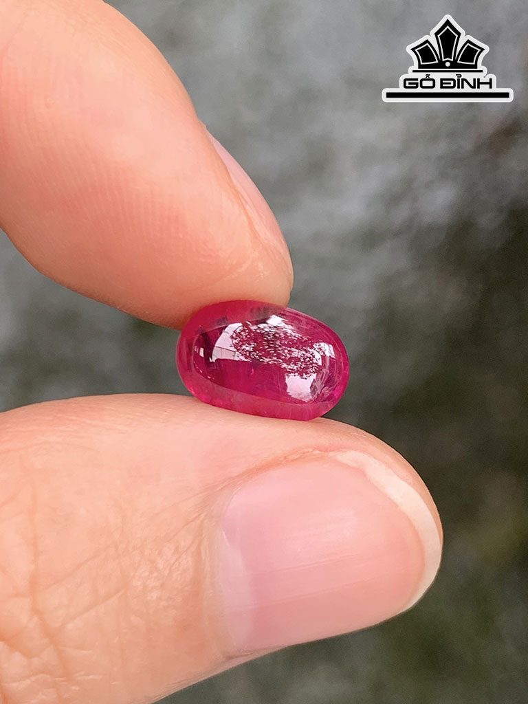 Viên Đá Ruby Đỏ Hồng Cao 9,5 Ngang 7,2 Sâu 4,2 (mm) 2,98cts