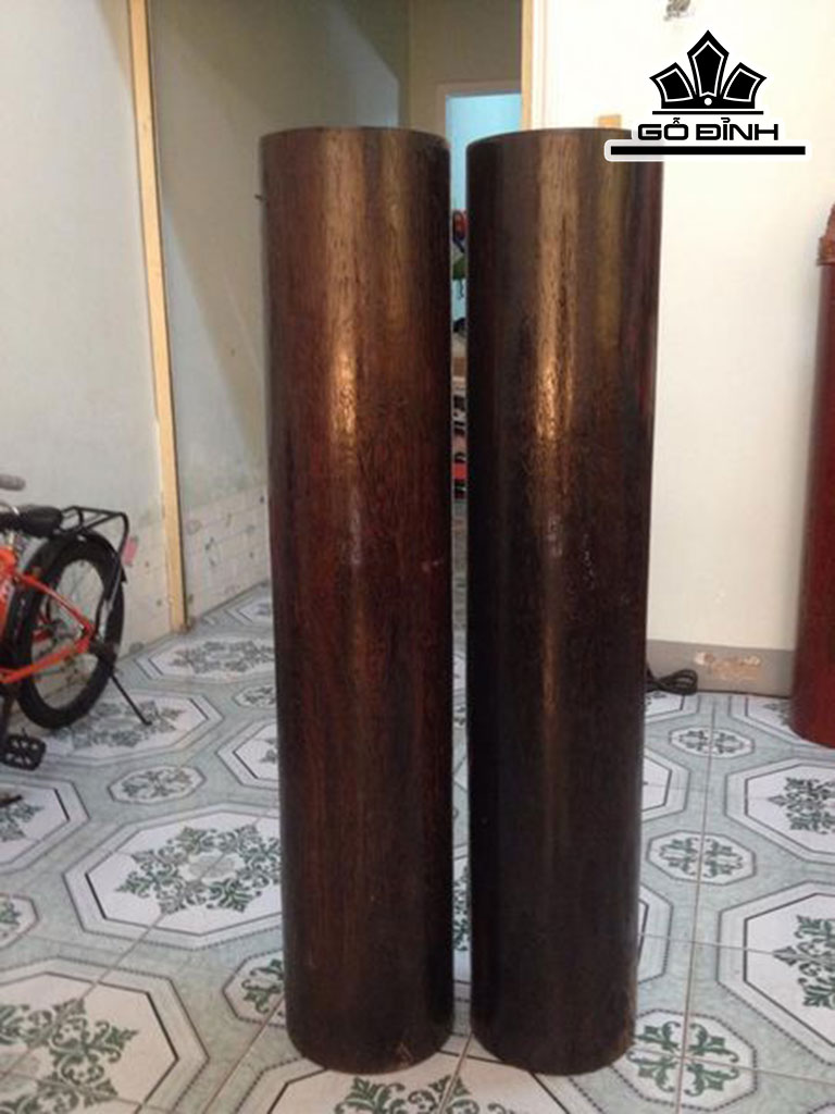 Cặp Đôn Trụ Tròn Gỗ Muồng Đen Cao 125 Mặt 25 (cm) DM40