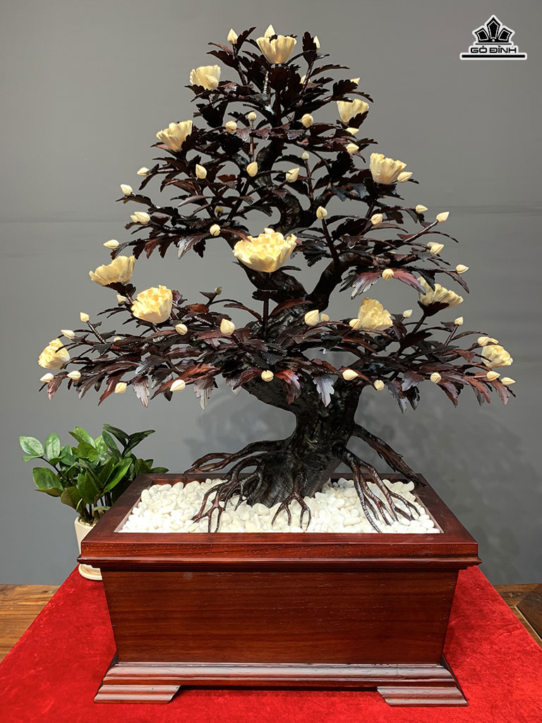 Chậu Hoa Phù Dung Gỗ Trắc Cao 86 Ngang 68 Sâu 38 (cm)