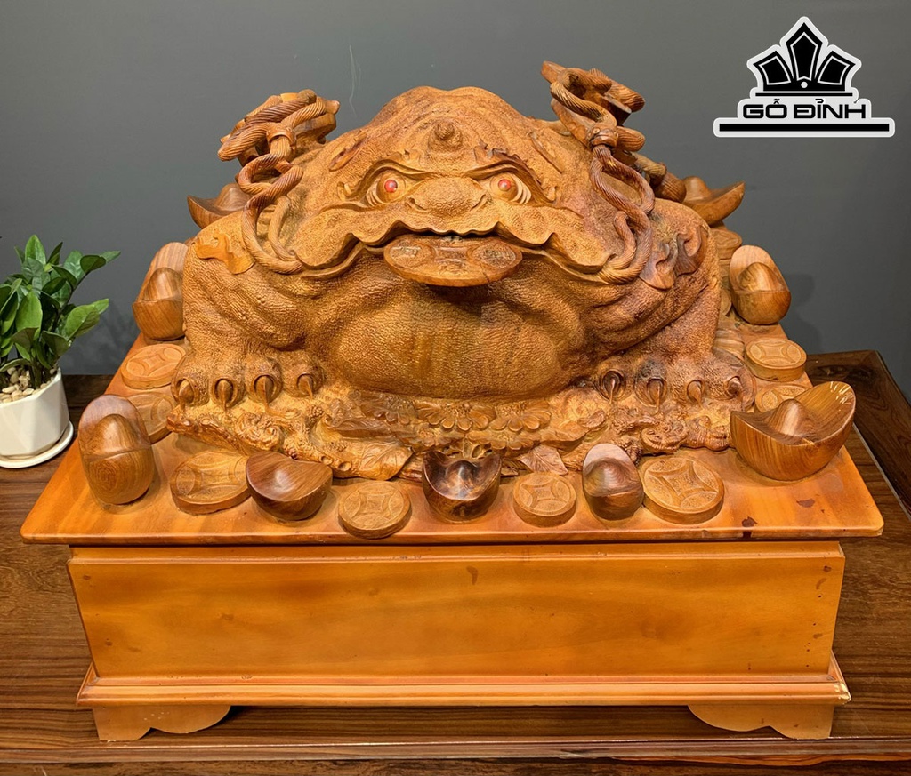 Tượng Thiềm Thừ Tài Lộc Gỗ Hương Cao 52 Ngang 65 Sâu 55 (cm)