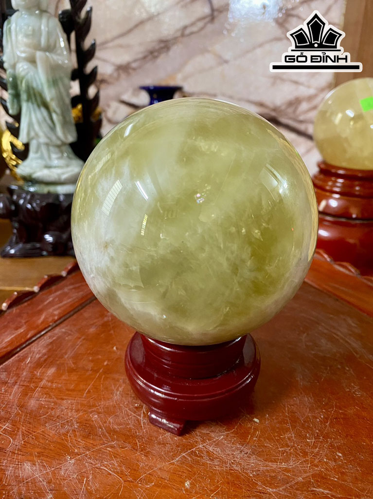 Bi Cầu Đá Thạch Anh Vàng Đường Kính Hạt 10,5 (cm) 1,56kg