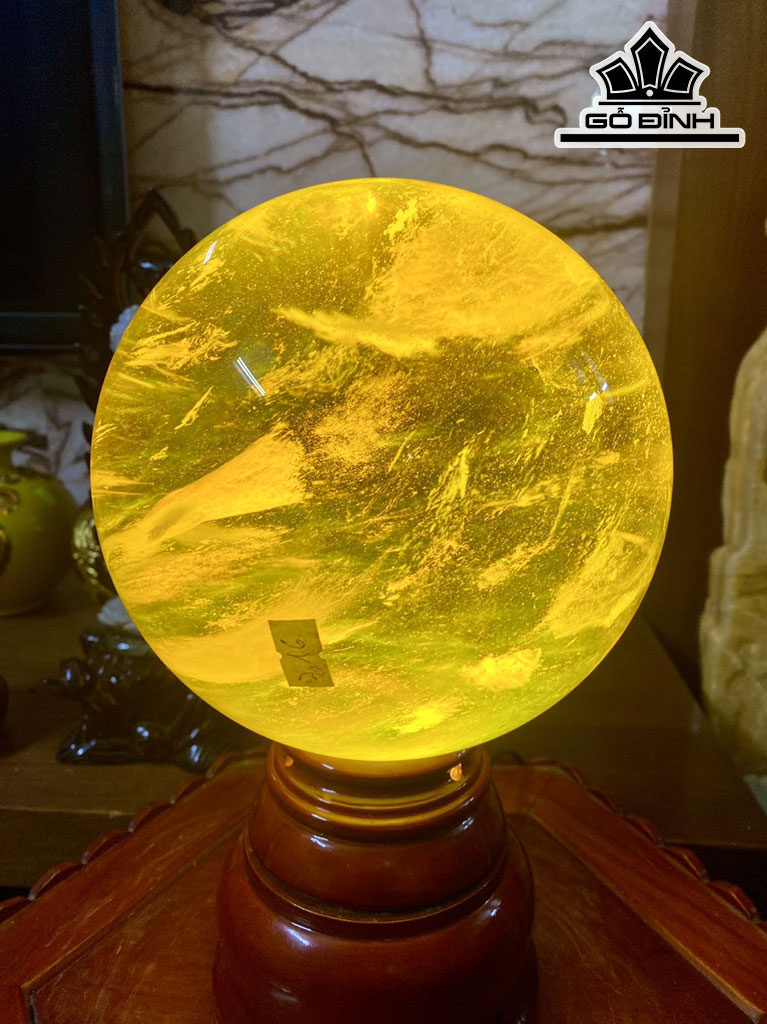 Bi Cầu Thủy Tinh Vàng Đường Kính Hạt 18 (cm) 7,16kg