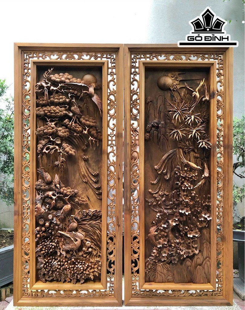 Tranh Sơn Thủy Gỗ Bách Xanh Cao 1335 Ngang 56 Sâu 9 (cm)