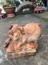 Tượng Heo Gỗ Ngọc Am Cao 25 Ngang 35 Sâu 21 (cm)
