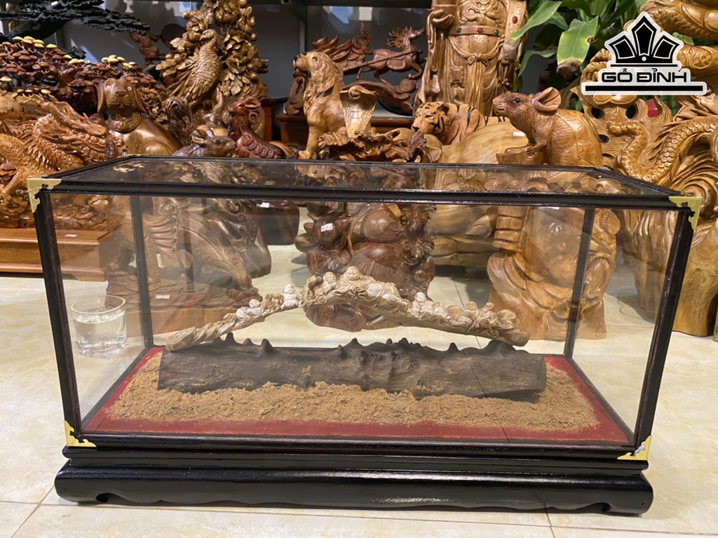 Cầu Phật Di Lặc Ngũ Phúc Gỗ Hoàng Đàn Cao 12 Ngang 40 Sâu 7 (cm)