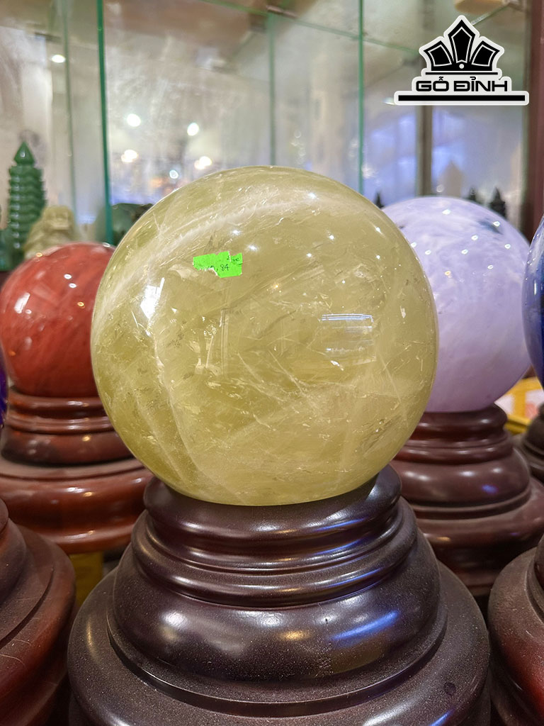 Bi Cầu Đá Thạch Anh Vàng Đường Kính Hạt 20 (cm) 10,84kg