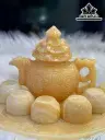 Bộ Ấm Chén Chạm Rồng Đá Ngọc Hoàng Long