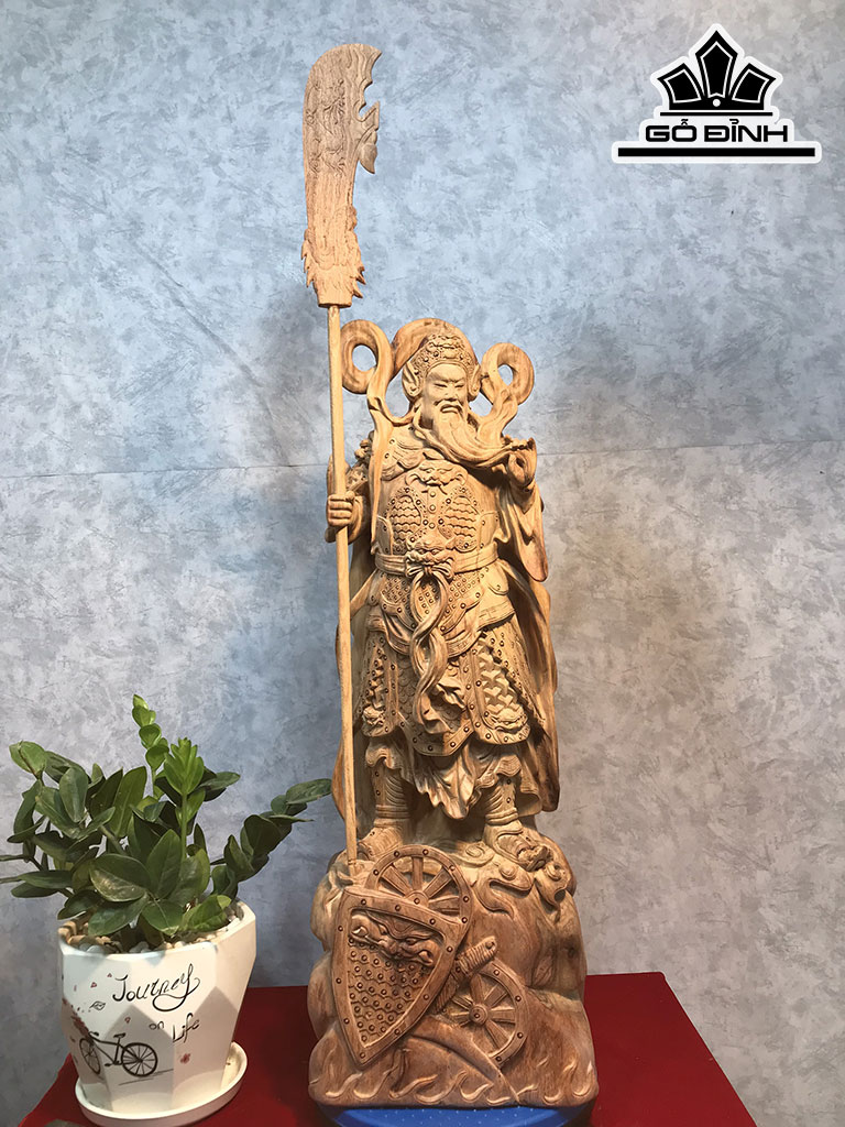 Tượng Quan Công Gỗ Hương Cao 66 Ngang 23 Sâu 18 (cm)