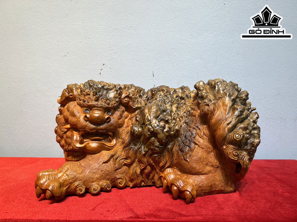 Tượng Nghê Xù Gỗ Nu Đinh Hương Cao 23 Ngang 46 Sâu 31 (cm)