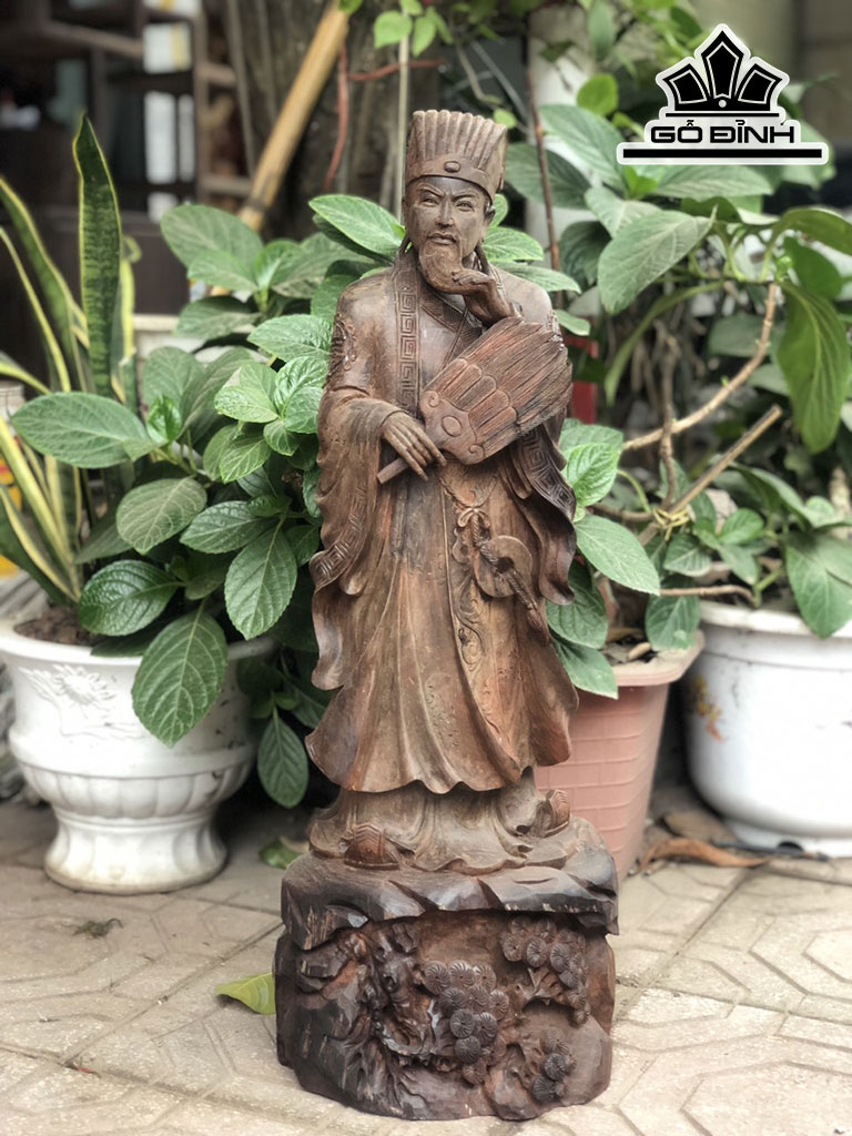 Tượng Khổng Minh Gỗ Trắc Cao 62 Ngang 22 Sâu 22 (cm)
