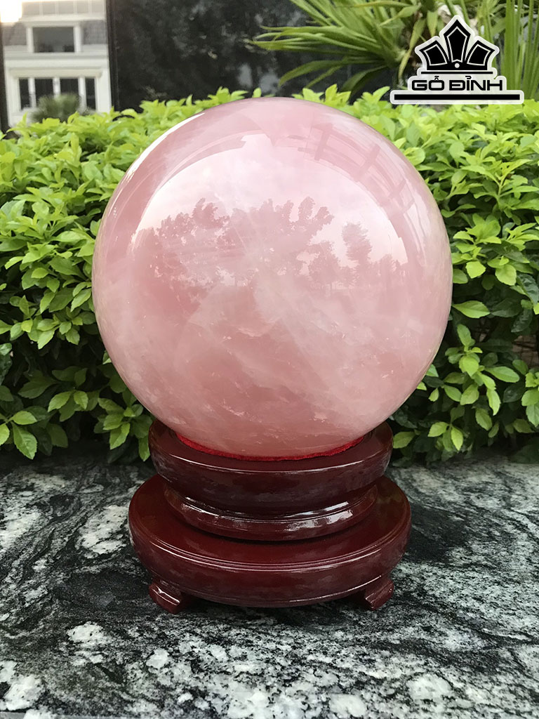 Bi Cầu Đá Thạch Anh Hồng Brazil Đường Kính Hạt 19 (cm) 9,8kg