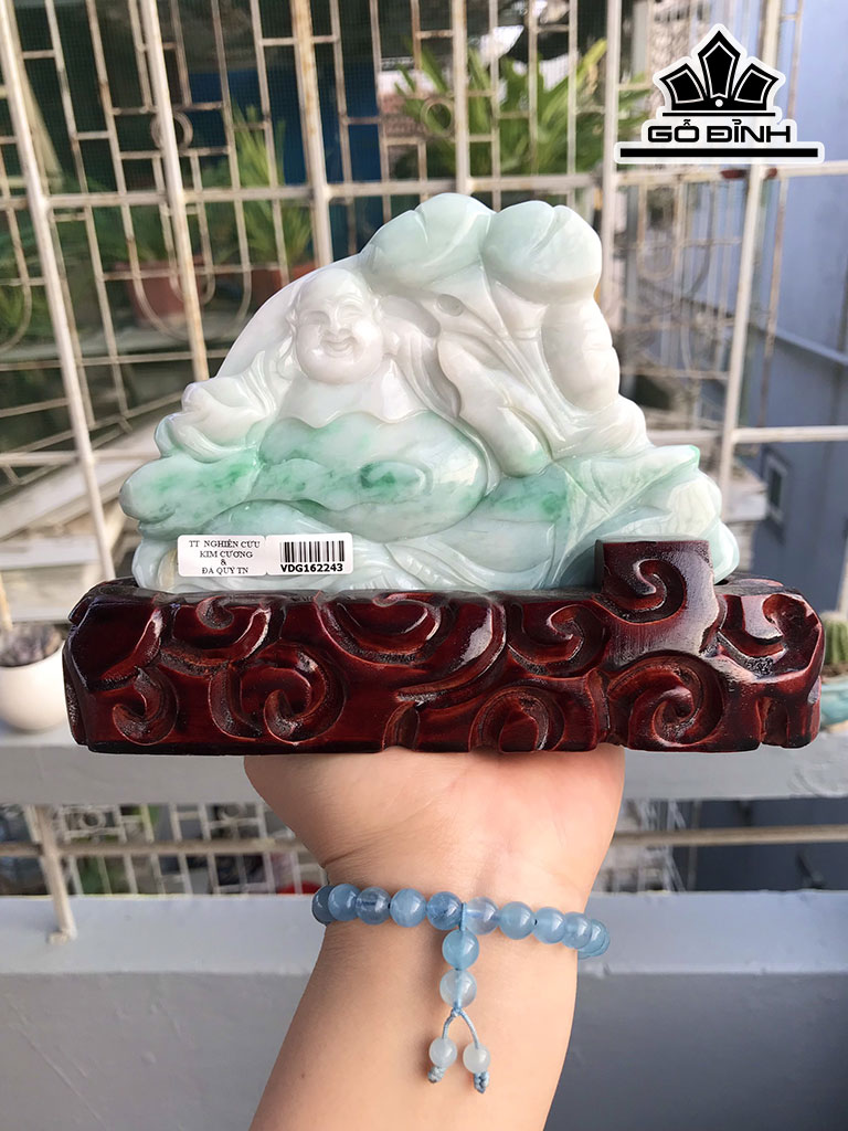 Tượng Phật Đá Cẩm Thạch Cao 15,8 Ngang 10,5 Sâu 1,5 (cm) 409,25g