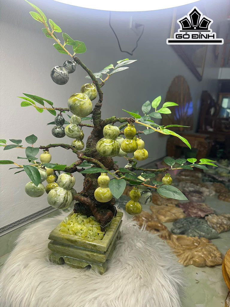 Tác Phẩm Cây Hồ Lô Đá Serpentine Cao 35 - 50 (cm)