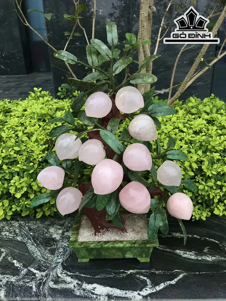 Cây Đào 12 Quả Đá Thạch Anh Hồng Cao 60 Ngang 42 Sâu 19 (cm) 8,1kg