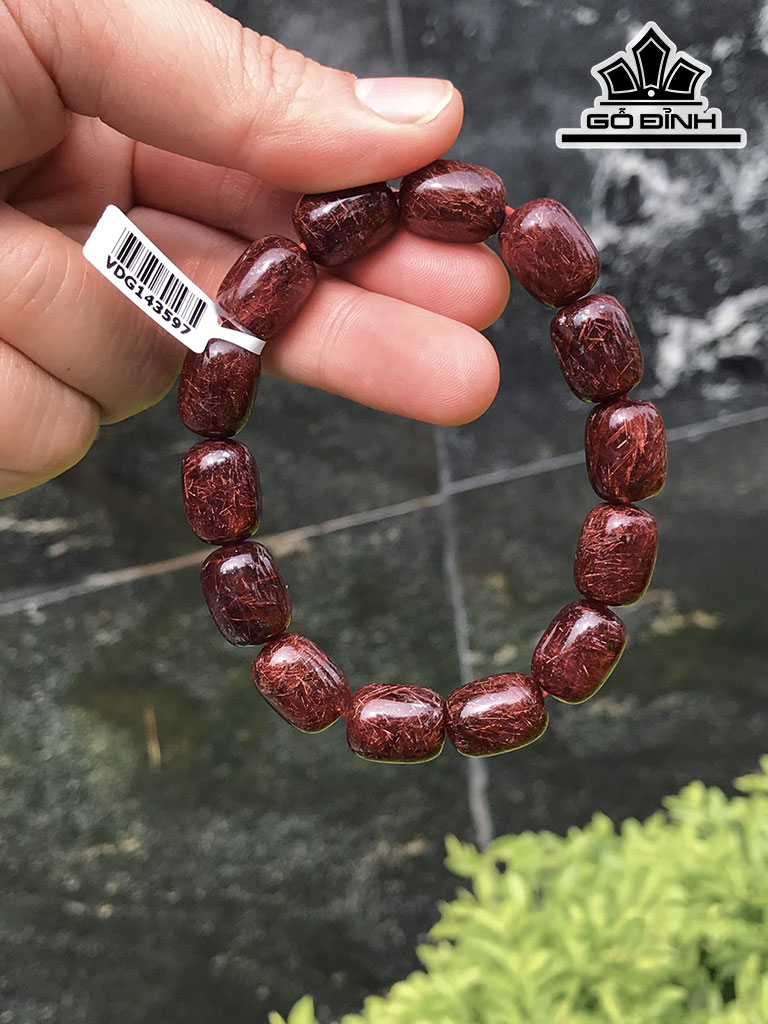 Vòng Tay Đá Thạch Anh Tóc Đỏ Lu Cao 11 Ngang 14 (mm) 42,75gr
