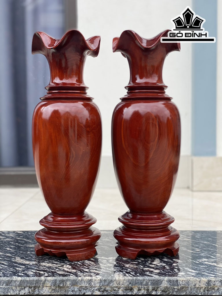 Cặp Lục Bình Gỗ Tử Đàn Cao 50 Đường Kính 17 (cm)