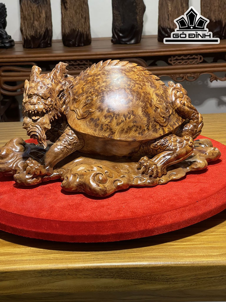 Tượng Long Quy Gỗ Nu Ngọc Am Cao 20 Ngang 42 Sâu 29 (cm)