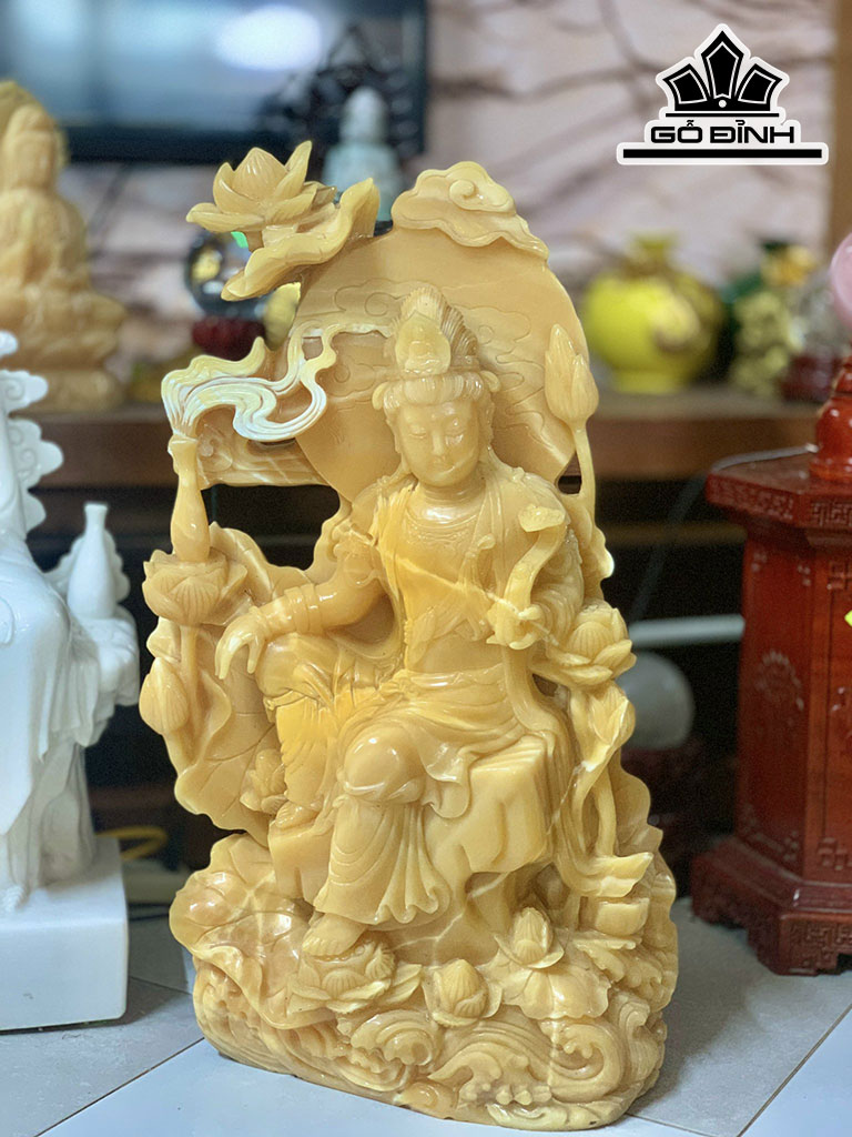 Tượng Mẹ Quan Âm Tọa Đài Sen Cao 70 Ngang 30 (cm)  20kg