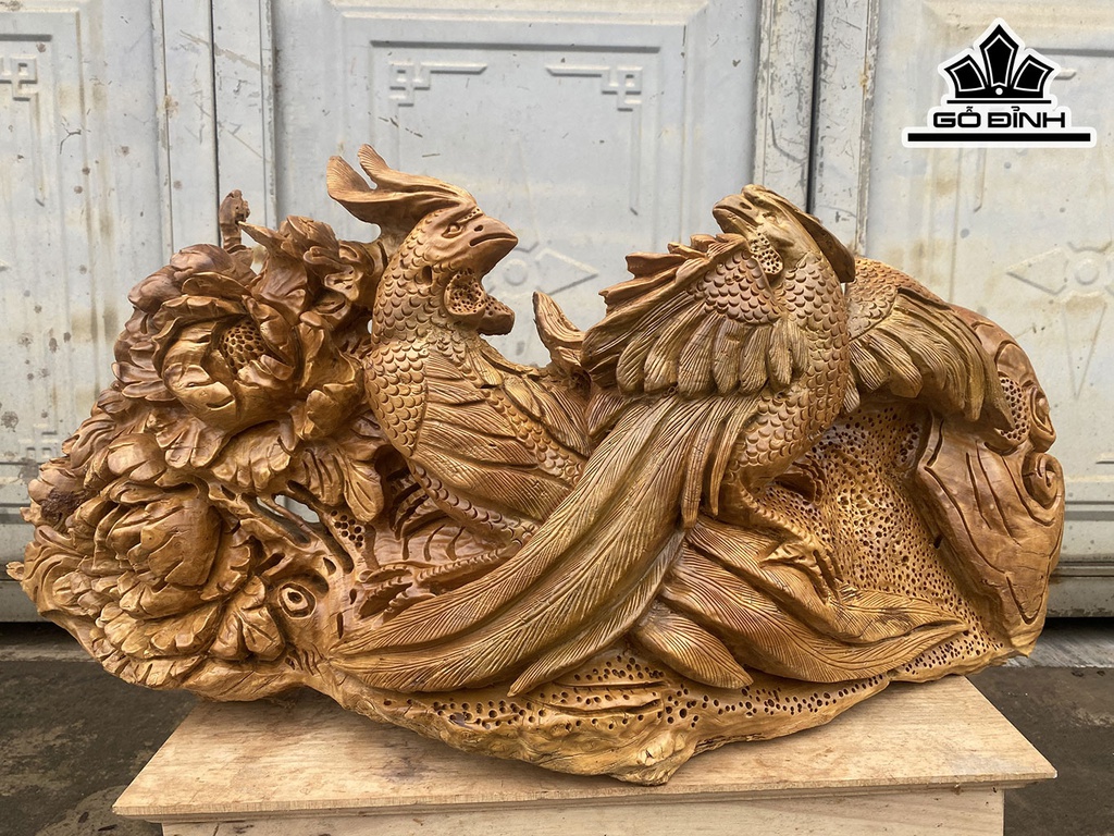 Tượng Phù Dung Gỗ Nu Nghiến Cao 35 Ngang 60 Sâu 10 (cm)