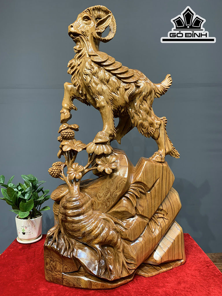 Tượng Nhất Dương Kim Tiền Gỗ Ngọc Am Cao 82 Ngang 42 Sâu 19 (cm)