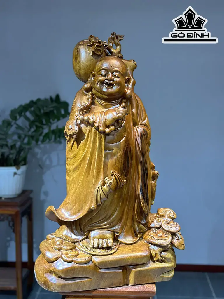 Tượng Phật Di Lặc Gỗ Ngọc Am Cao 79 Ngang 46 Sâu 19 (cm)