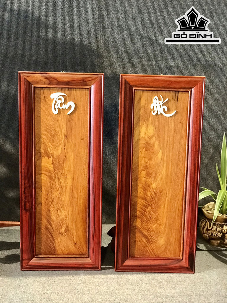Bộ 2 Tranh Chữ Nhật Mặt Chun Sụn Gỗ Gõ Cao 64 Ngang 26,5 Sâu 3 (cm)
