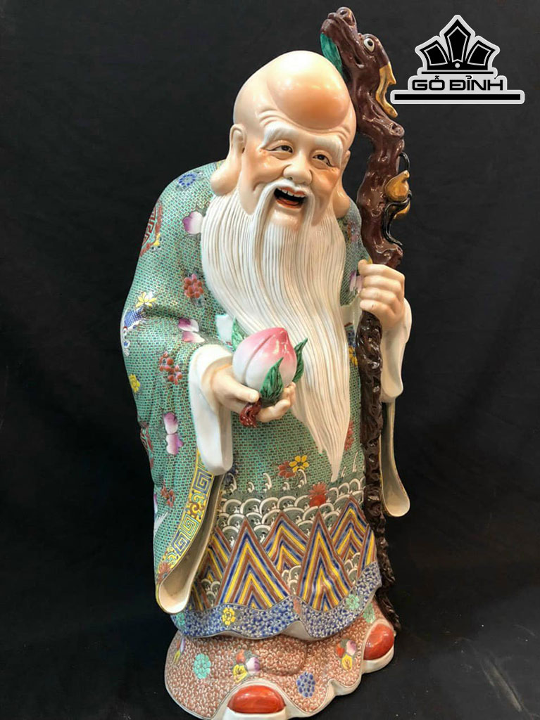 Tượng Cụ Thọ Gấm Nhỏ Diện Thần Thái Cao 70 (cm)