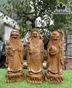 Tượng Phúc Lộc Thọ (Tam Đa) Gỗ Bách Xanh Cao 40 Ngang 15 Sâu 14 (cm)