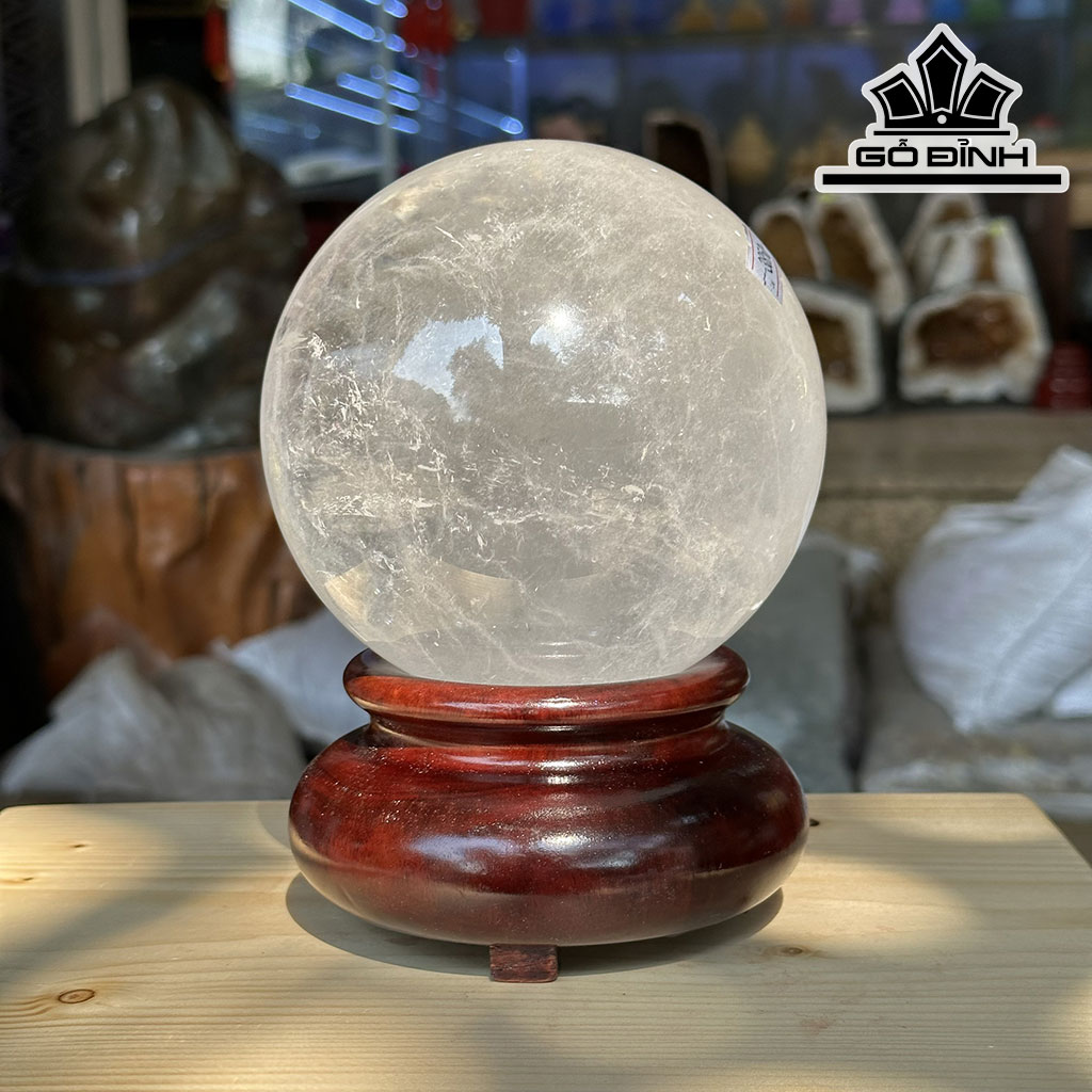 Bi Cầu Đá Thạch Anh Trắng Đường Kính Hạt 13 (cm) 2,85kg