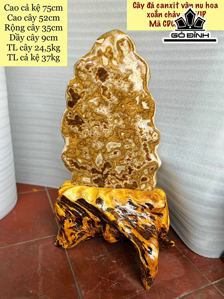 Cây Đá Canxit Vân Nu Hoa Cao 75 Ngang 52 Sâu 9 (cm) 37kg (Cao Riêng Đá 52 cm 24,5kg)